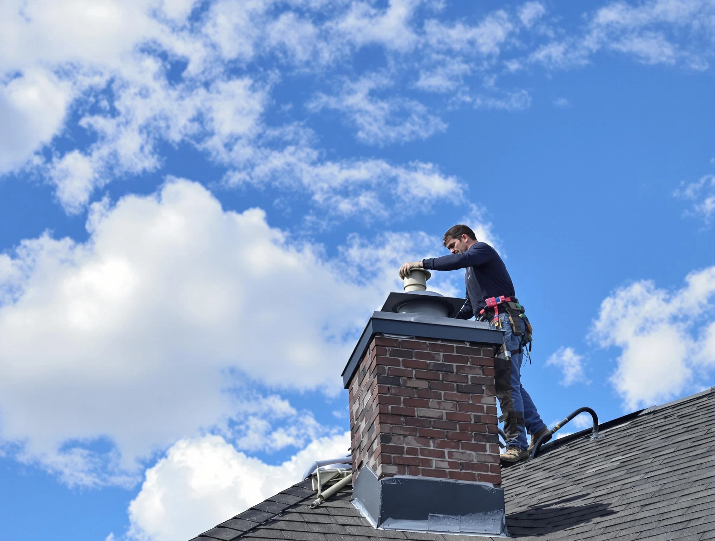 South Weber Chimney Sweep installing a sturdy chimney cap in South Weber, UT