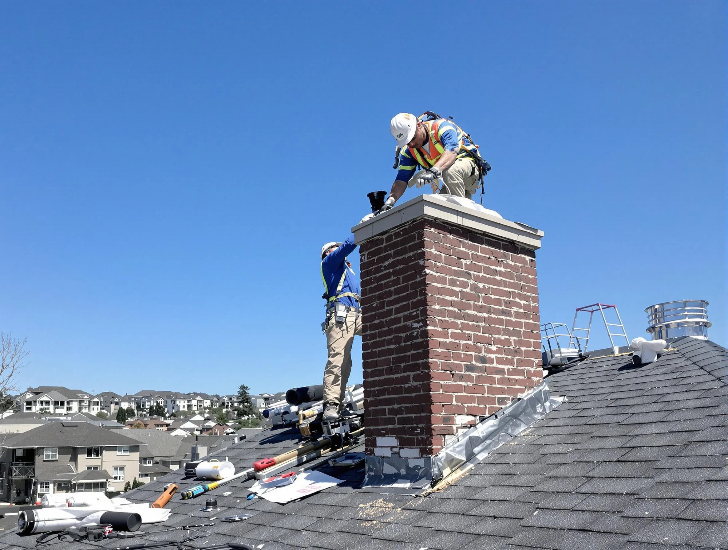 South Weber Chimney Sweep repairing a chimney crown in South Weber, UT