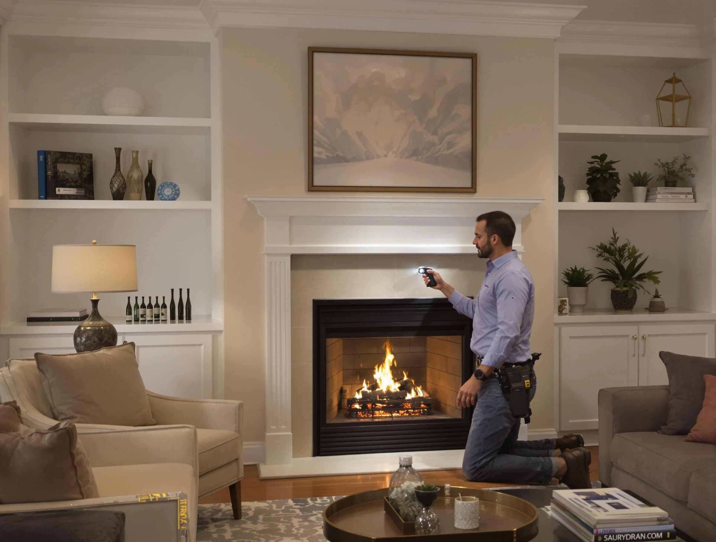 South Weber Chimney Sweep conducting a fireplace safety inspection in South Weber, UT