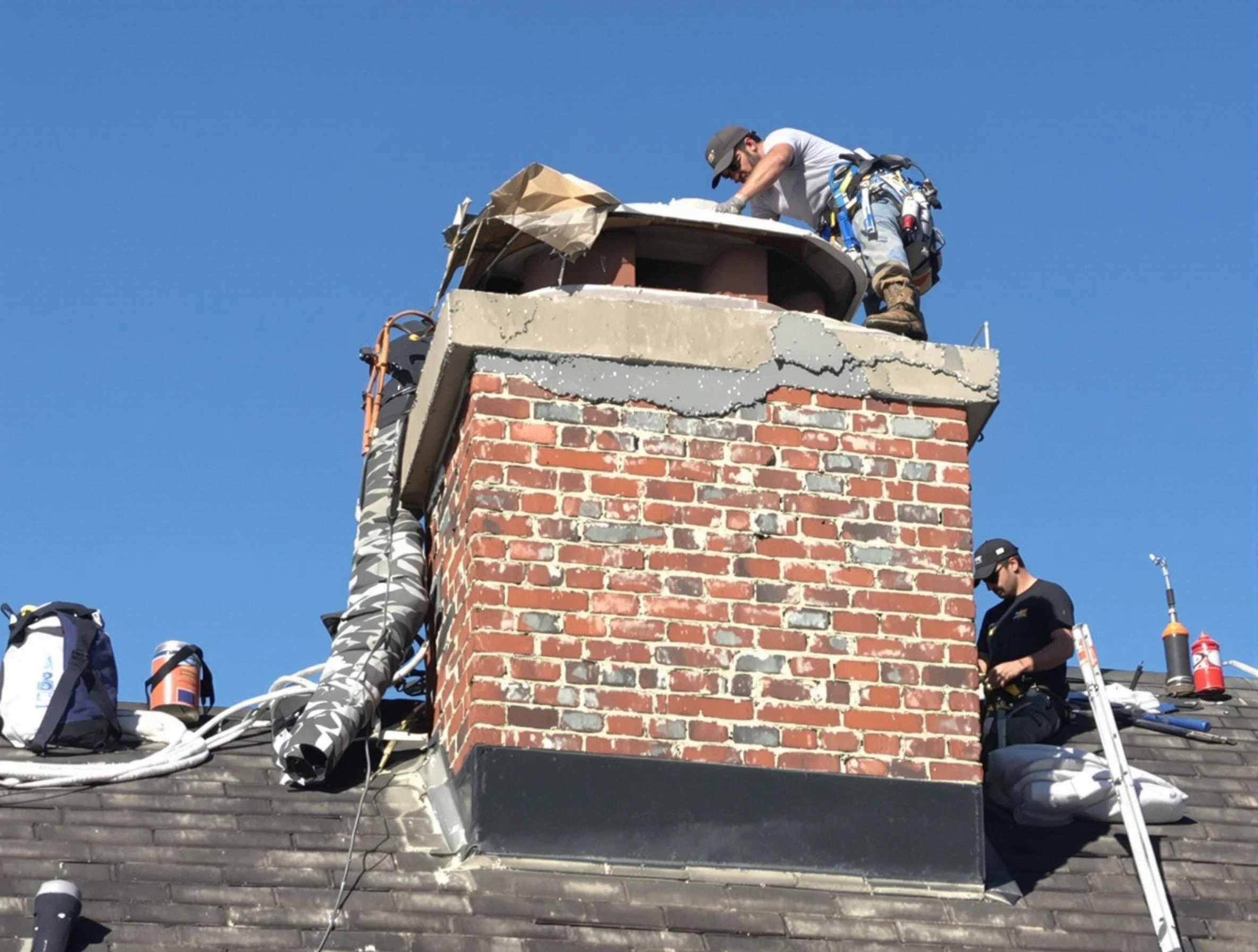 South Weber Chimney Sweep installing a custom chimney crown in South Weber, UT