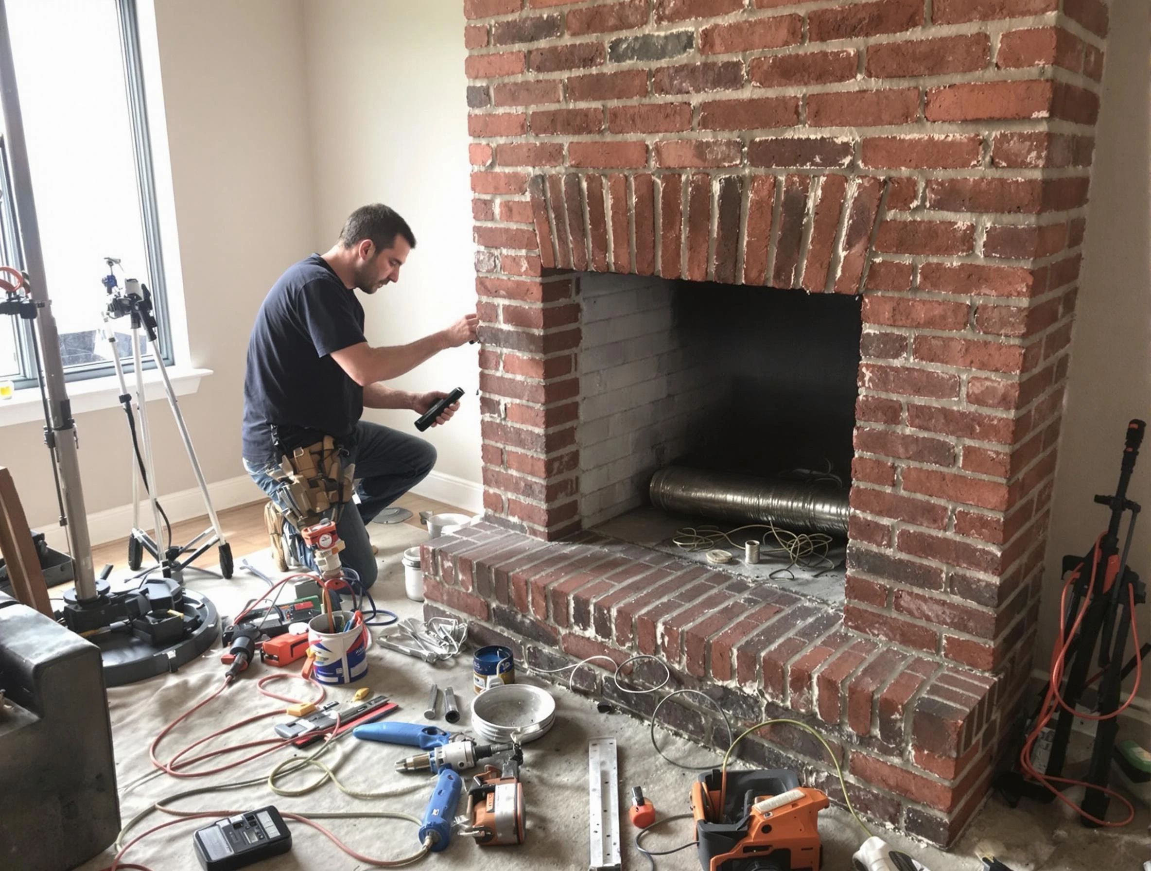 South Weber Chimney Sweep specialist finalizing chimney liner service in South Weber, UT