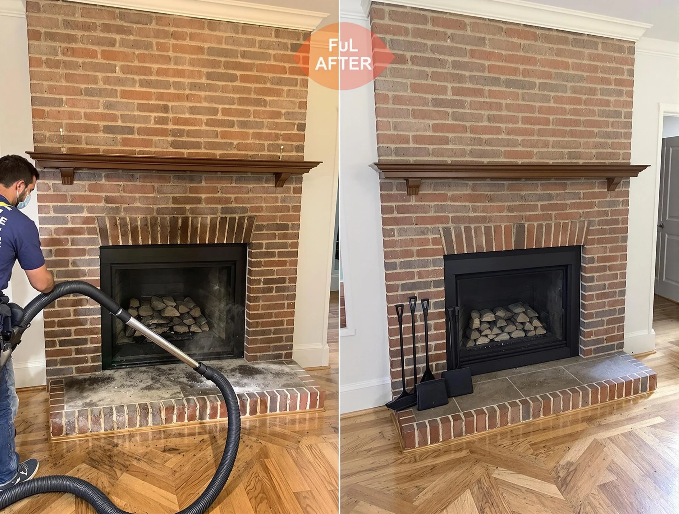 South Weber Chimney Sweep carefully sanitizing a fireplace in South Weber, UT