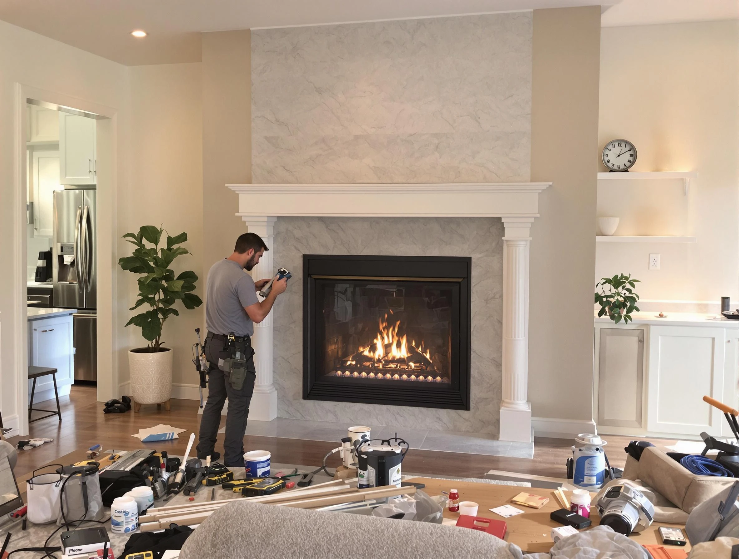Newly installed fireplace by South Weber Chimney Sweep in South Weber, UT